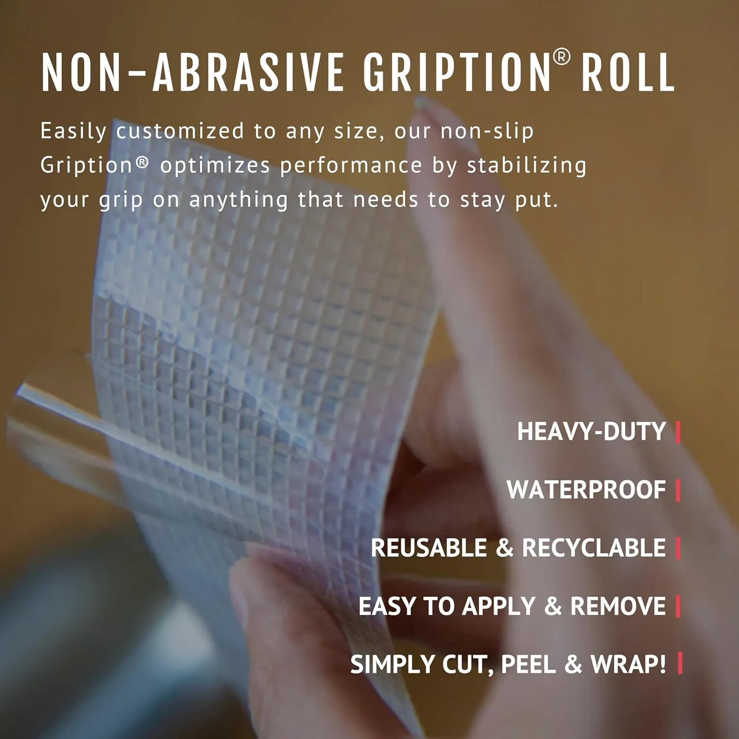 CATTONGUE GRIPS Non-Abrasive Anti Slip Grip Tape – 2” Thick Heavy Duty Tape for Indoor & Outdoor, Customizable, Waterproof, & Durable Anti-Slip Tape (Clear, 10ft)