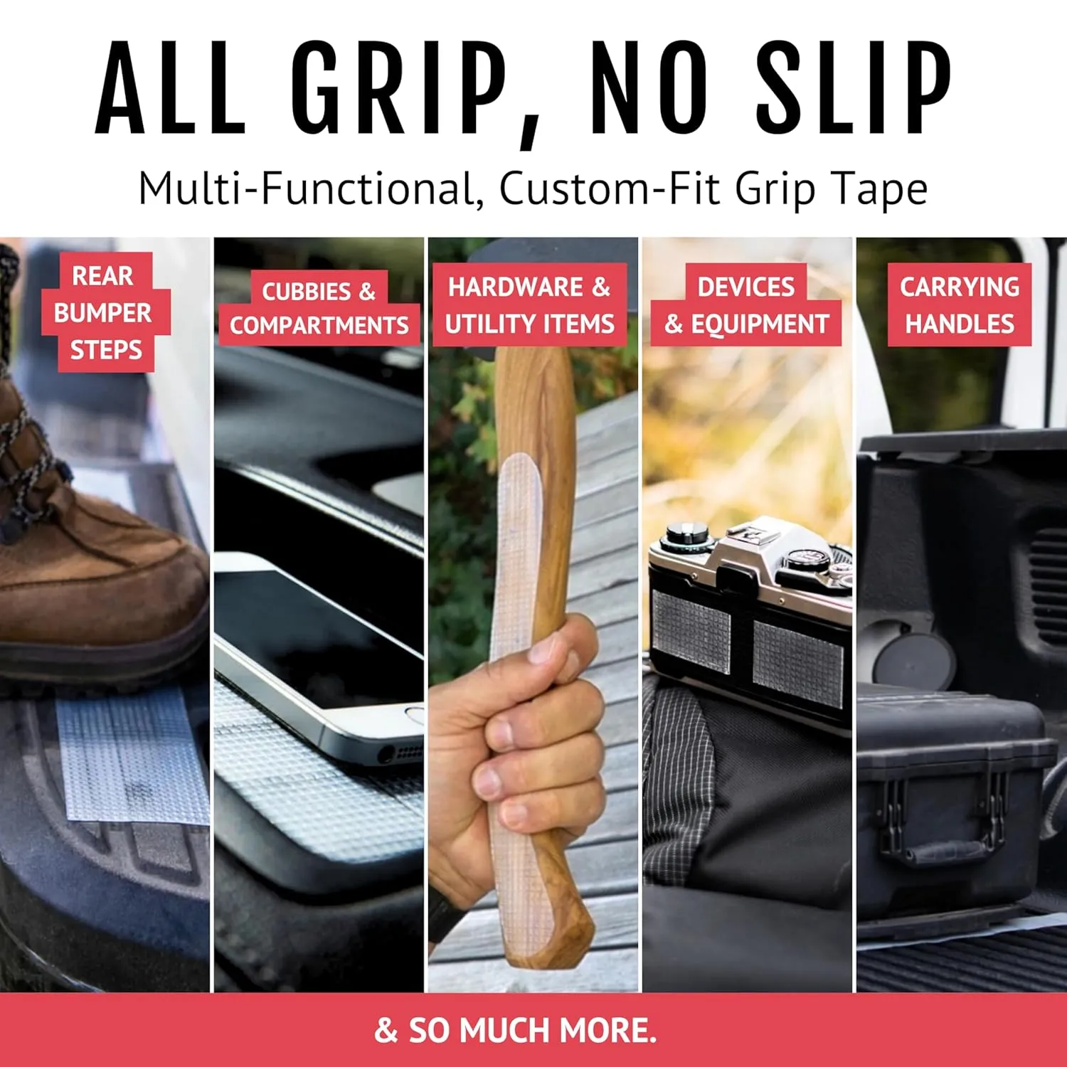 CATTONGUE GRIPS Non-Abrasive Anti Slip Grip Tape – 2” Thick Heavy Duty Tape for Indoor & Outdoor, Customizable, Waterproof, & Durable Anti-Slip Tape (Clear, 10ft)