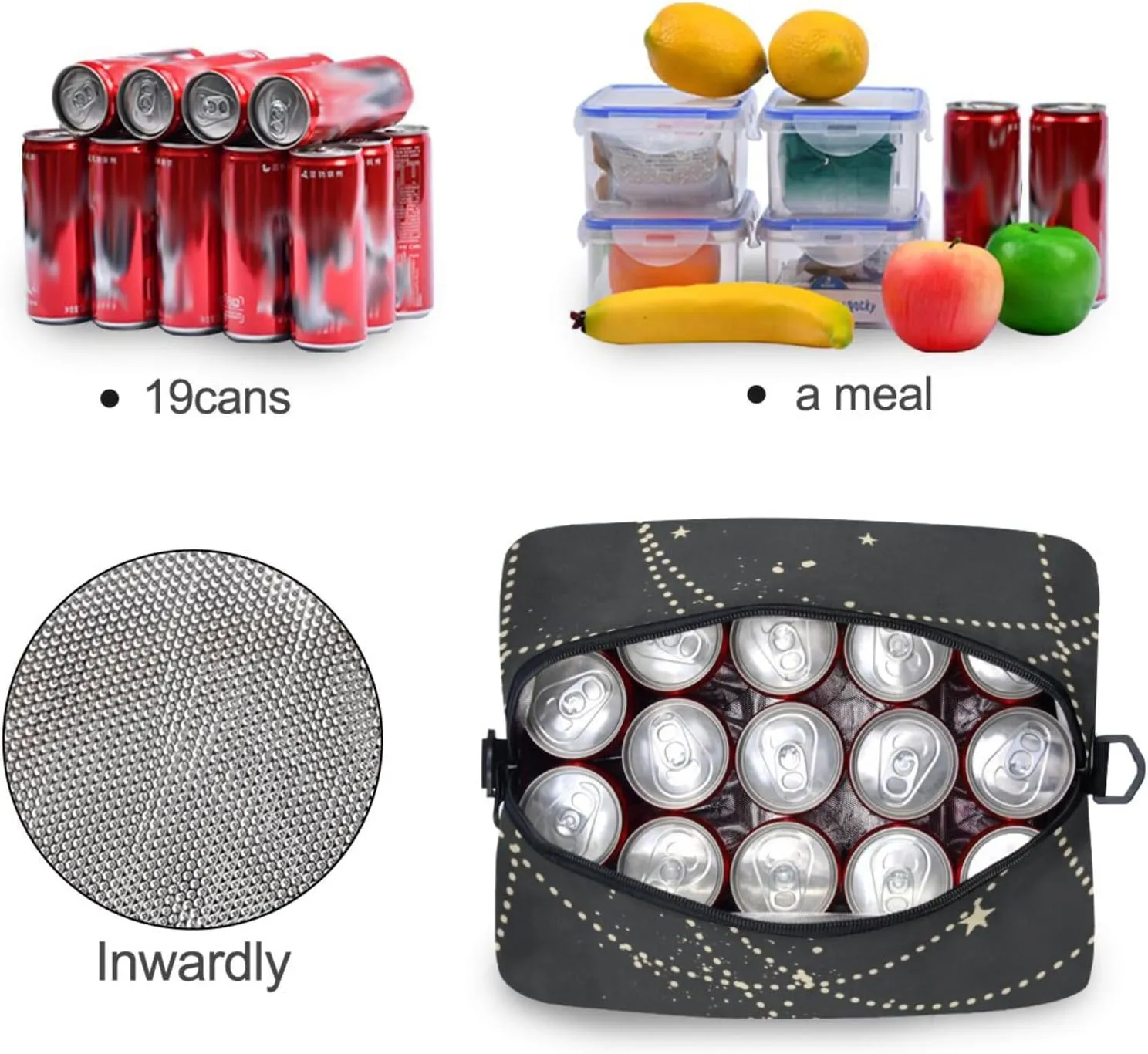 CBBYY Moon Star Dream Catcher Boho Lunch Bags for Women Men, Reusable Insulated Lunch Box, Adjustable Shoulder Straps Tote Lunch Bag for Work Picnic School