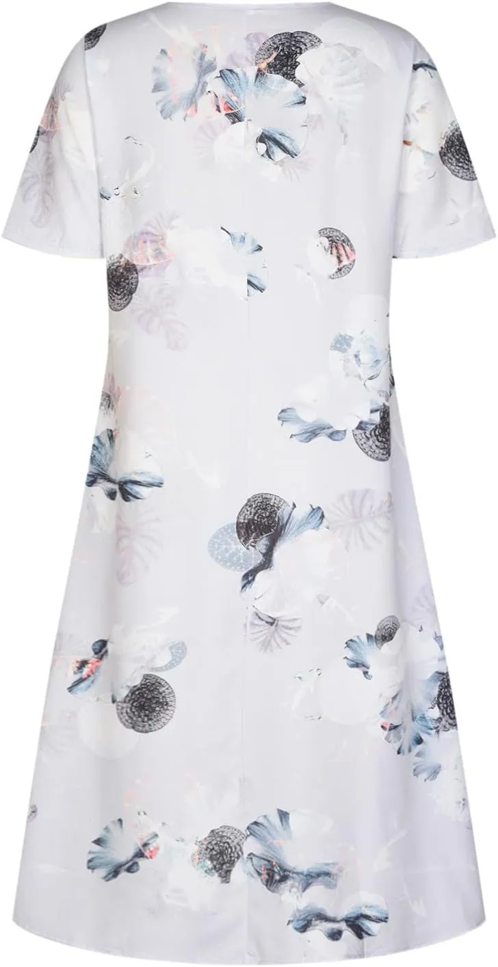 Ceboyel Summer Boho Dresses for Women 2023 Short Sleeve Maxi Long Dress Floral Print Casual Dress Trendy Ladies Outfits