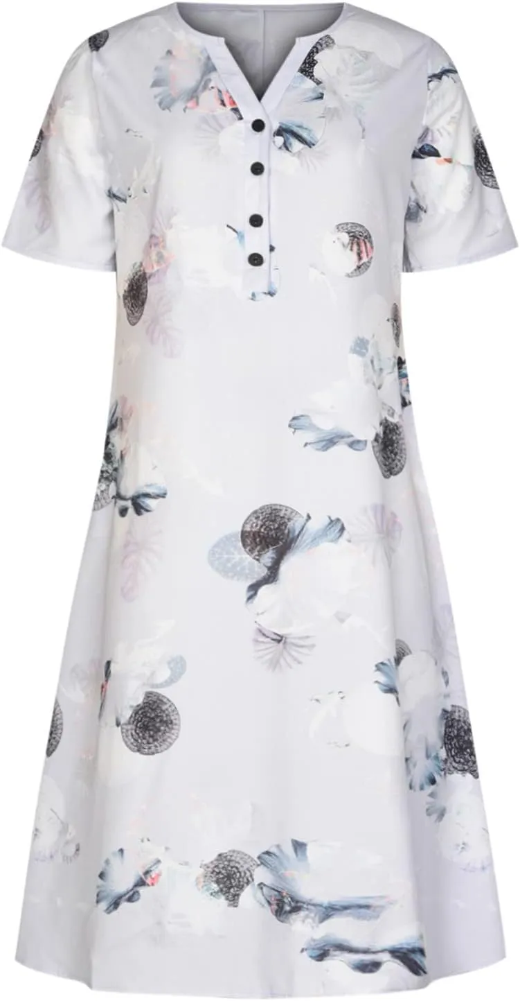Ceboyel Summer Boho Dresses for Women 2023 Short Sleeve Maxi Long Dress Floral Print Casual Dress Trendy Ladies Outfits