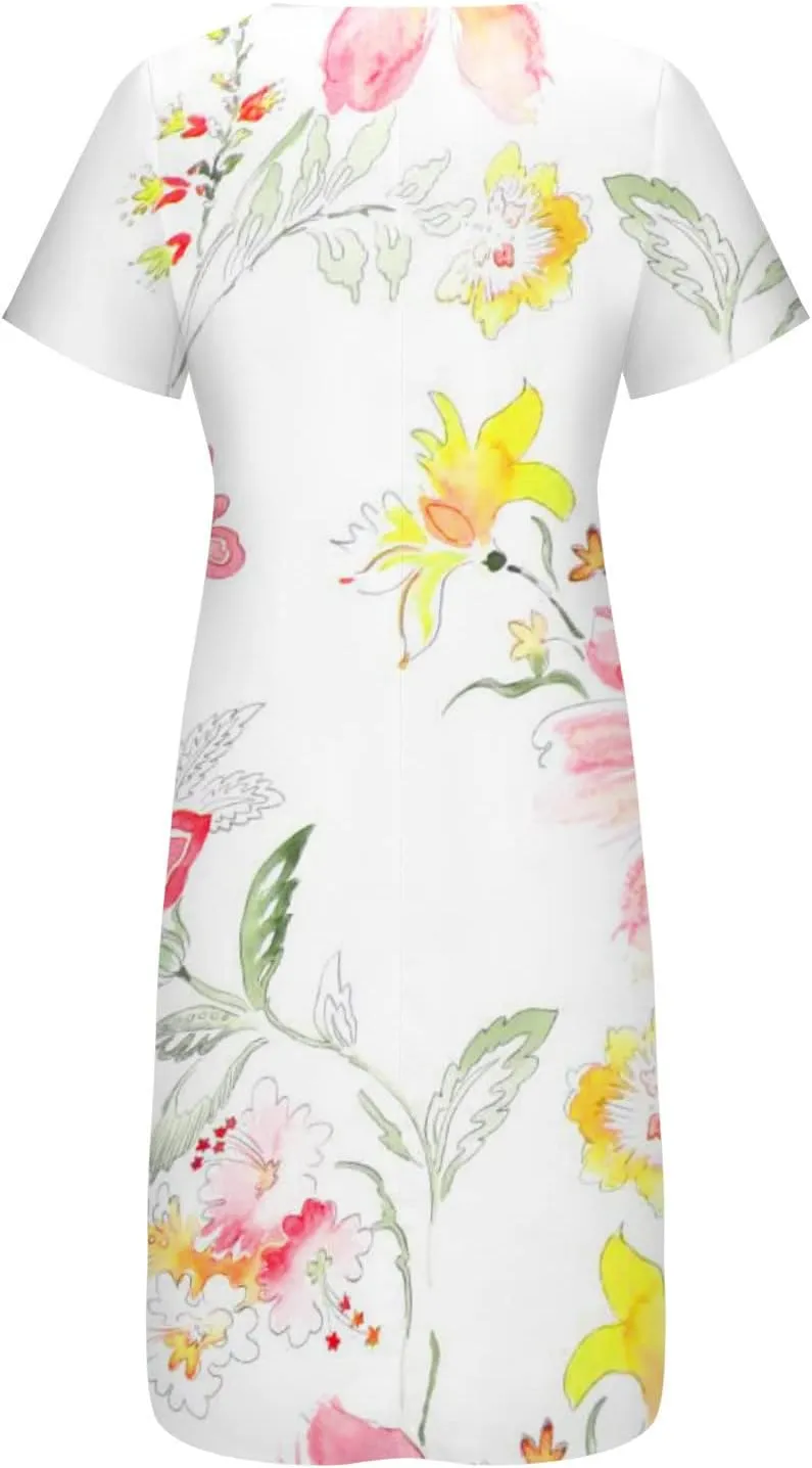 Ceboyel Summer Boho Dresses for Women 2023 Short Sleeve Maxi Long Dress Floral Print Casual Dress Trendy Ladies Outfits
