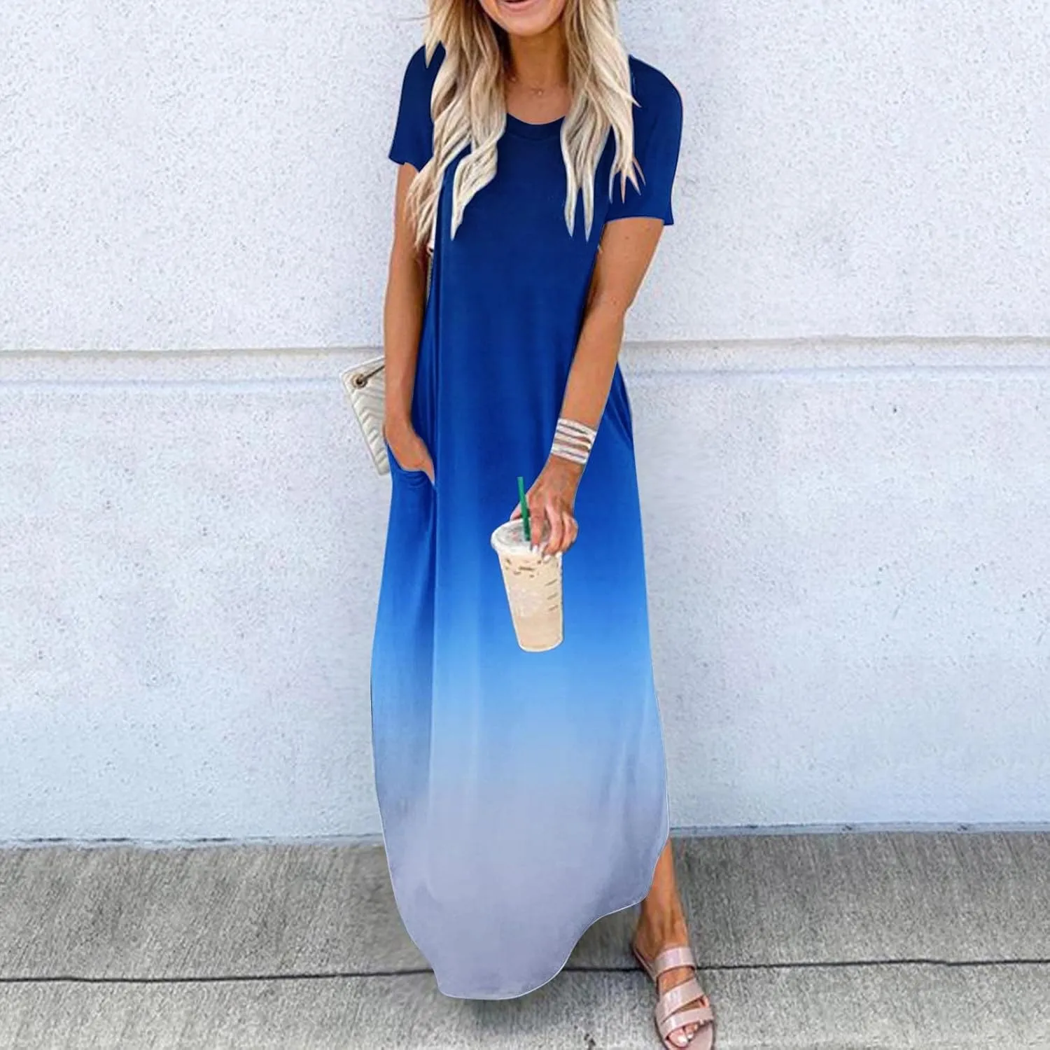 Ceboyel Women's Summer Dresses 2023 Casual Long Maxi Dress Short Sleeve Tshirt Dresses Boho Trendy Hawaiian Beach Clothing