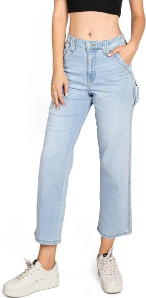Celebrity Pink Womens Juniors High Rise Crop Straight Leg Carpenter Jeans