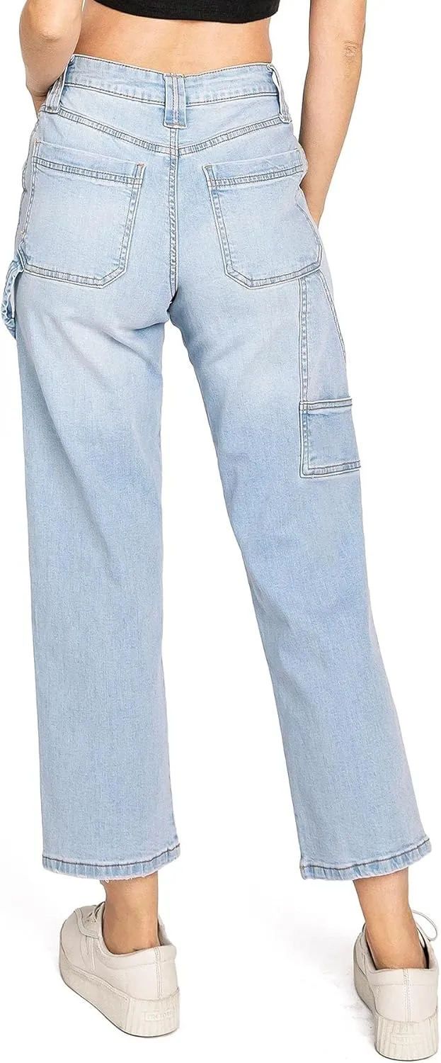 Celebrity Pink Womens Juniors High Rise Crop Straight Leg Carpenter Jeans