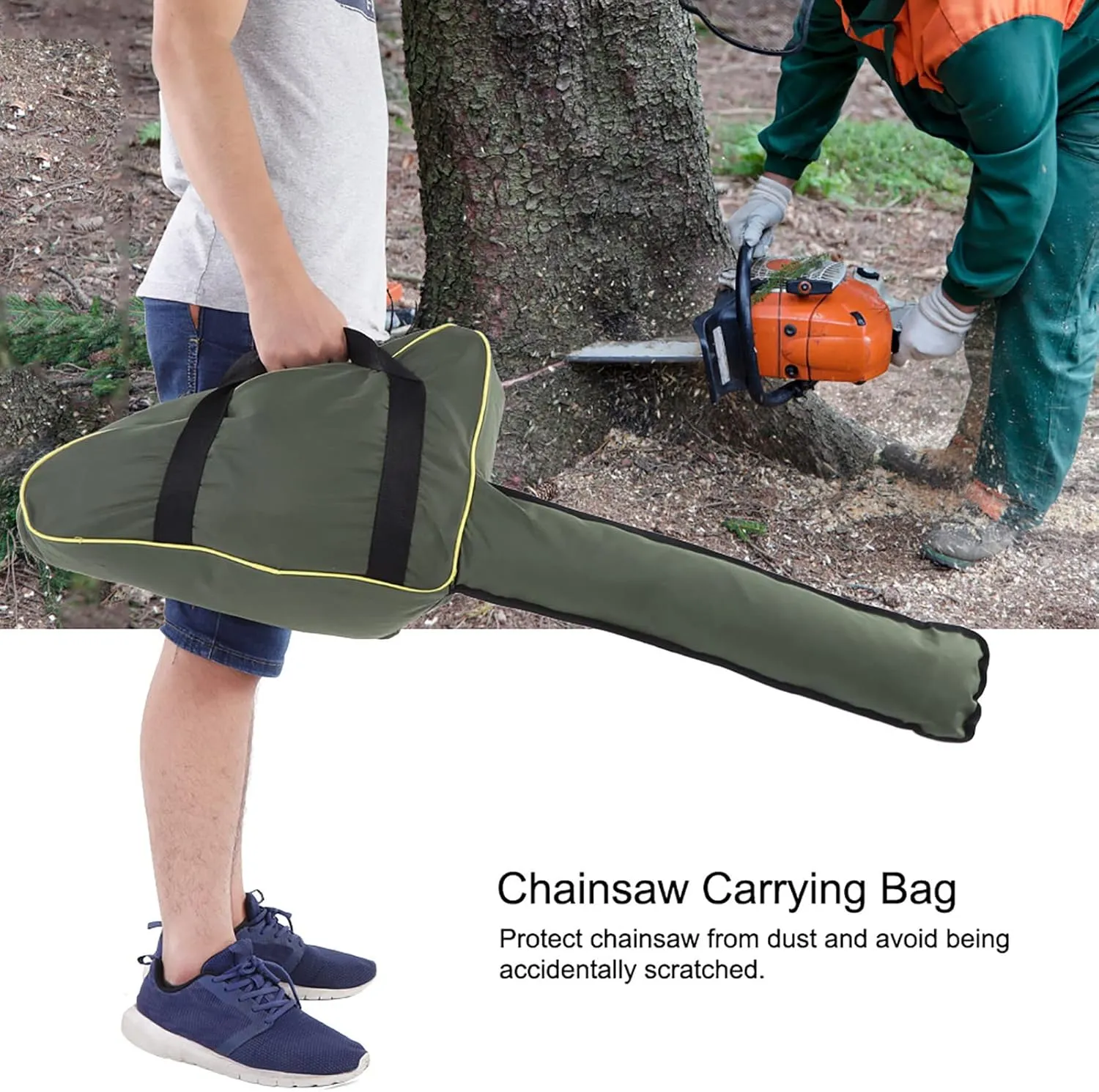 Chainsaw Storage Bag, Sturdy Oxford Fabric, Closure, Heavy Duty Handle and Shoulder Strap, Scratch and Dust Protection, for Forestry Professionals (Green)