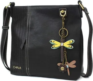 CHALA Laser Cut Crossbody Faux Leather Black