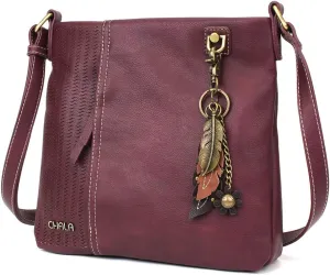CHALA Laser Cut Crossbody Faux Leather Plum