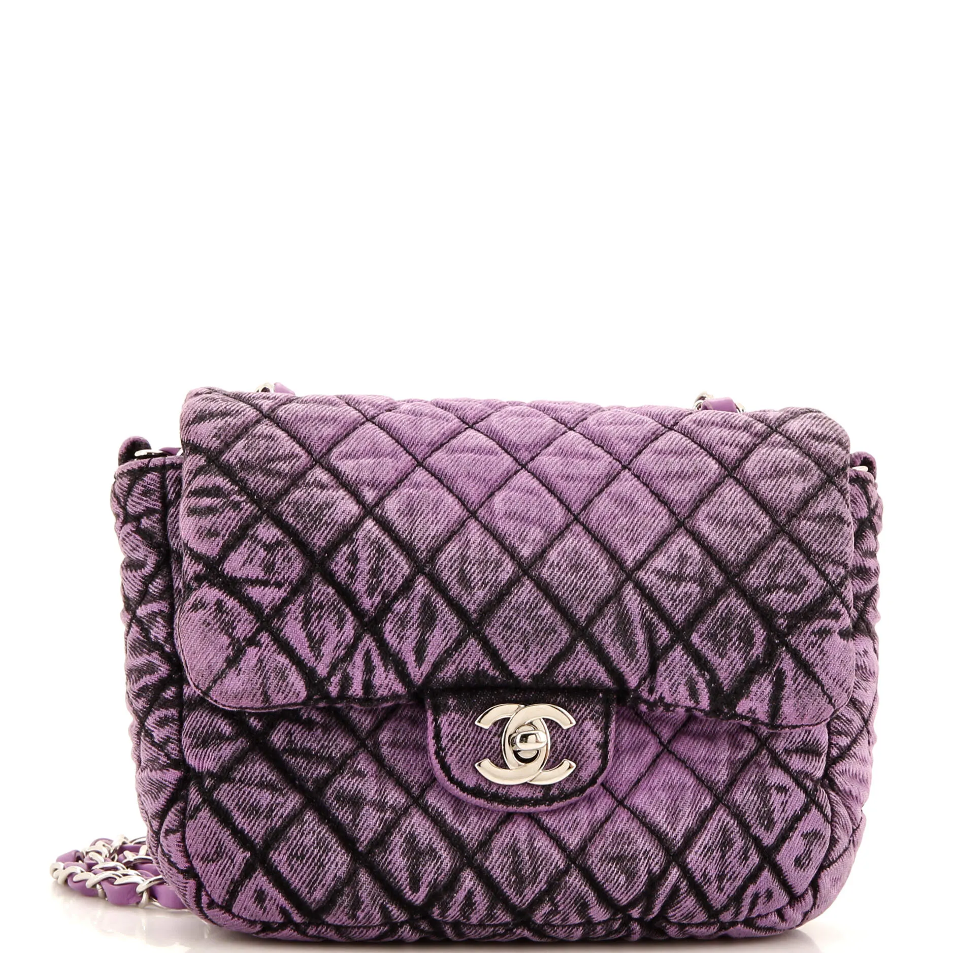 CHANEL Denimpression Flap Bag Quilted Distressed Denim Small