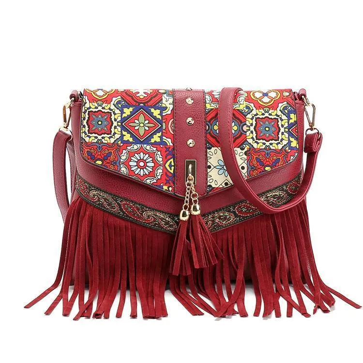 Charming Beautiful Bohemian Vintage Red Carry Bag
