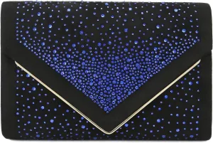 CHARMING TAILOR Envelope Purse Formal Faux Suede Clutch Rhinestone Evening Bag for Women Party Handbag