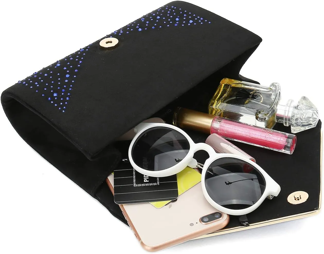CHARMING TAILOR Envelope Purse Formal Faux Suede Clutch Rhinestone Evening Bag for Women Party Handbag