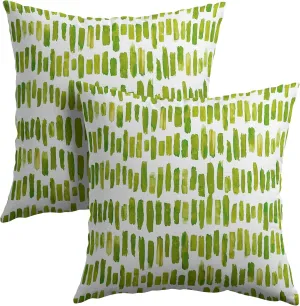 Chartreuse Stripe Outdoor Pillow Covers 20x20 Inch Set of 2 Green Ink Brush Stripes Pillow Cases Abstract Striped Boho Design Cotton Linen Square Couch Cover for Home Porch Bed Room Modern Decor