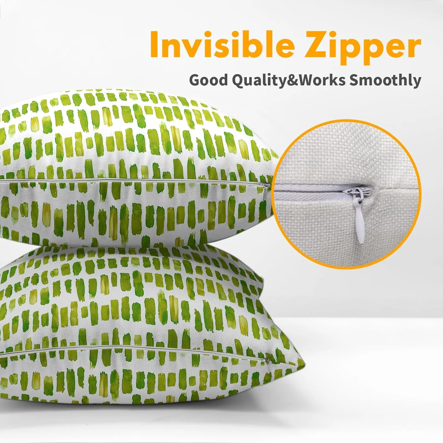 Chartreuse Stripe Outdoor Pillow Covers 20x20 Inch Set of 2 Green Ink Brush Stripes Pillow Cases Abstract Striped Boho Design Cotton Linen Square Couch Cover for Home Porch Bed Room Modern Decor