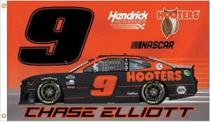 Chase Elliott #9 Hooters Throwback 3' x 5' One Sided Car Flag New for 2021