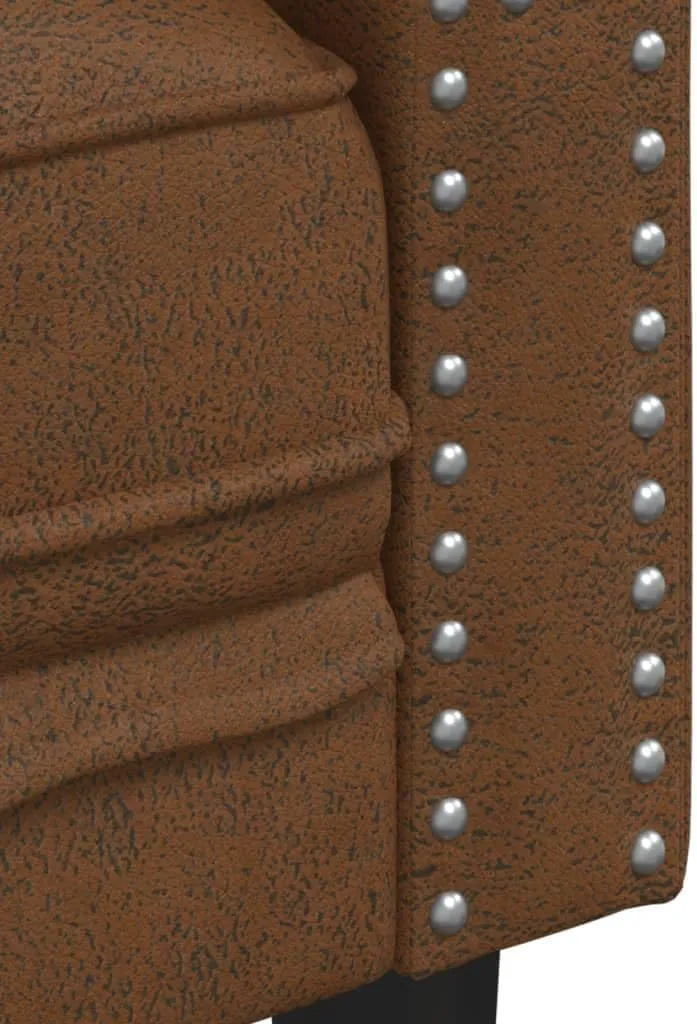 Chesterfield Sofa Chair Brown Faux Suede Leather, Sleeper Sofa, Recliner Sofa Set, Living Room Furniture, Luxurious and Comfortable Sofas for Living Room