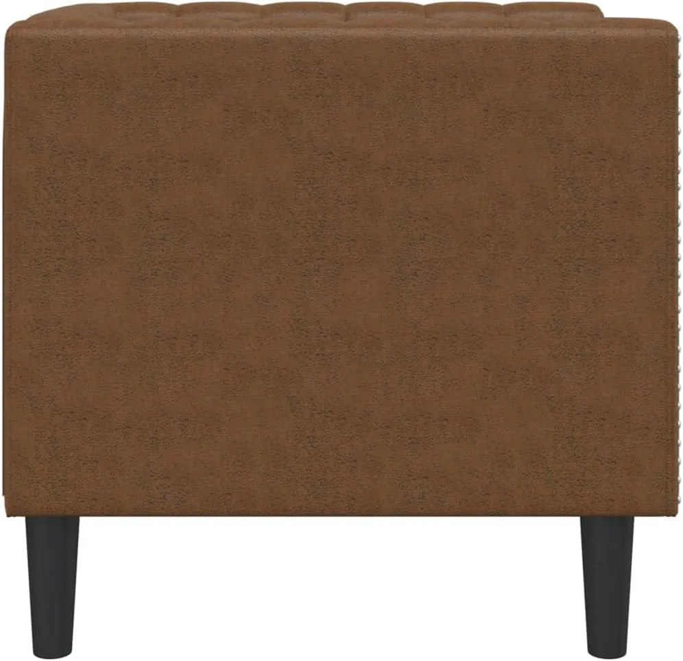 Chesterfield Sofa Chair Brown Faux Suede Leather, Sleeper Sofa, Recliner Sofa Set, Living Room Furniture, Luxurious and Comfortable Sofas for Living Room