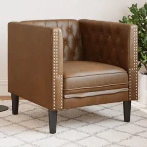 Chesterfield Sofa Chair Brown Faux Suede Leather, Sleeper Sofa, Recliner Sofa Set, Living Room Furniture, Luxurious and Comfortable Sofas for Living Room