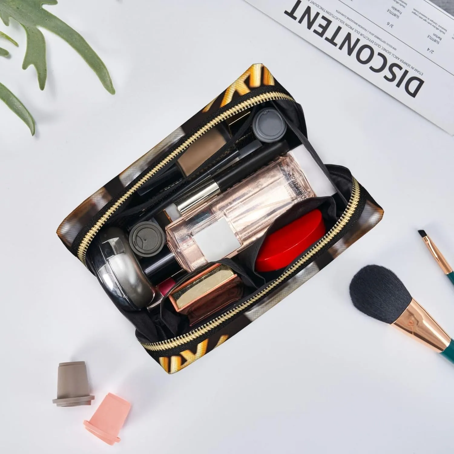 Chicken Leg Burger Drink Leather Toiletry Organizer Bag, Travel-Friendly Makeup Pouch For Women