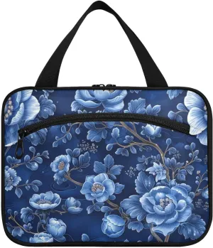 Chinese Elaborate-style Painting Rattle Blue hanging mens travel bag with hook, designer cute for women must haves bolso para maquillaje L
