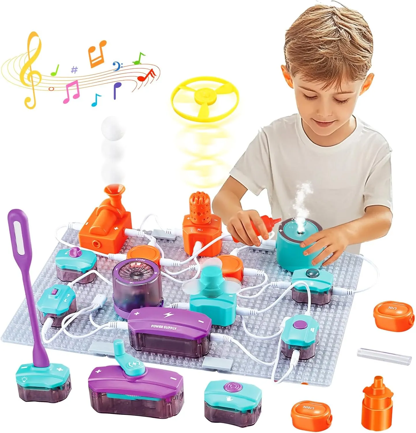 Circuit Board for Kids, 45 PCS Circuits DIY Electronics Exploration Kit with 100  Projects, Physics Science Experiments Kit, School Family STEM Kits Educational Toy Gift for Kids 6 