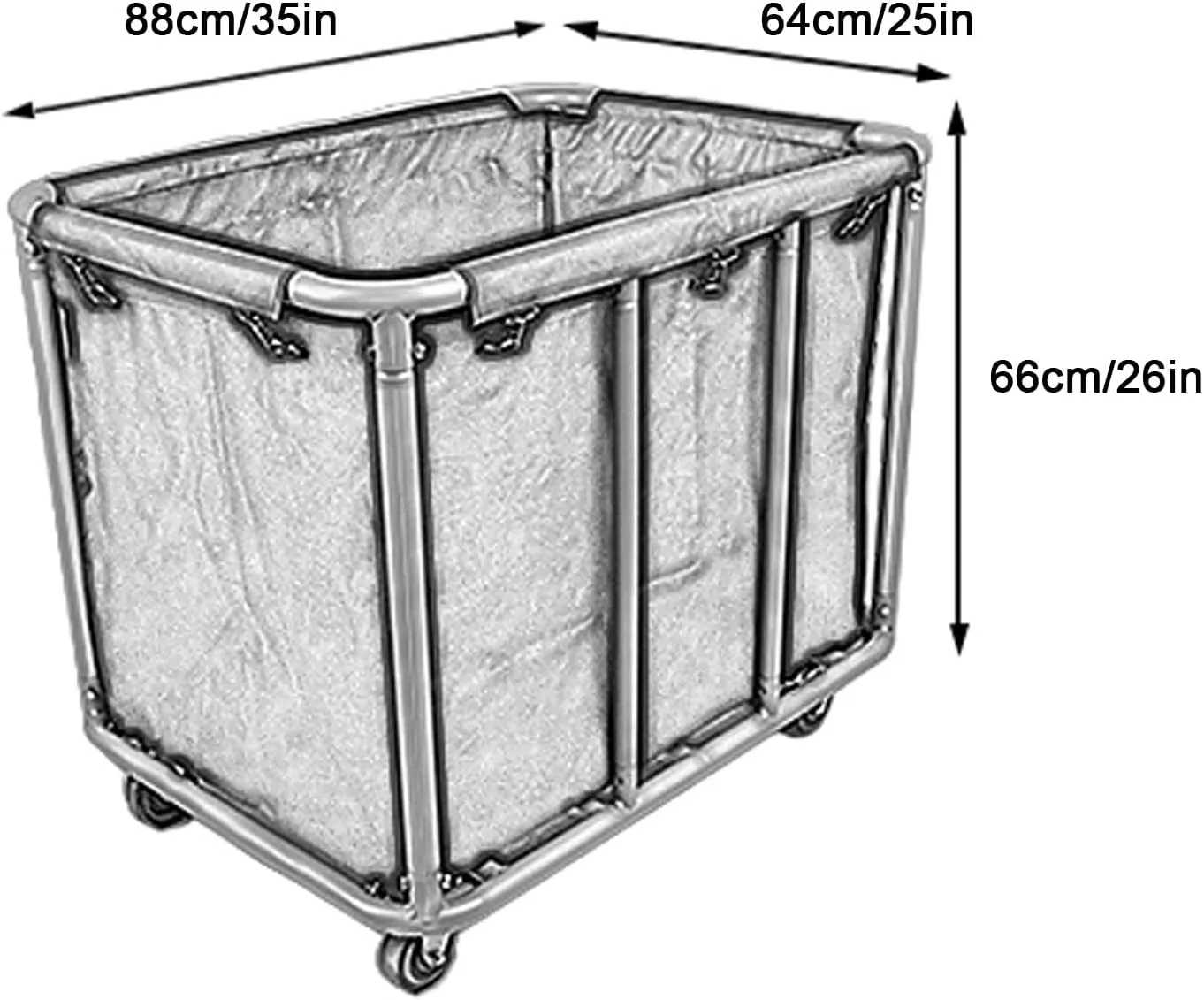 Cleaning Cart with Wheels Stainless Steel, Laundry Basket with Wheels Oxford Thick Cloth Bag, Large Capacity and 4-inch Silent Wheel for Hotel, Hostel, Laundry, Hospital(Blue)