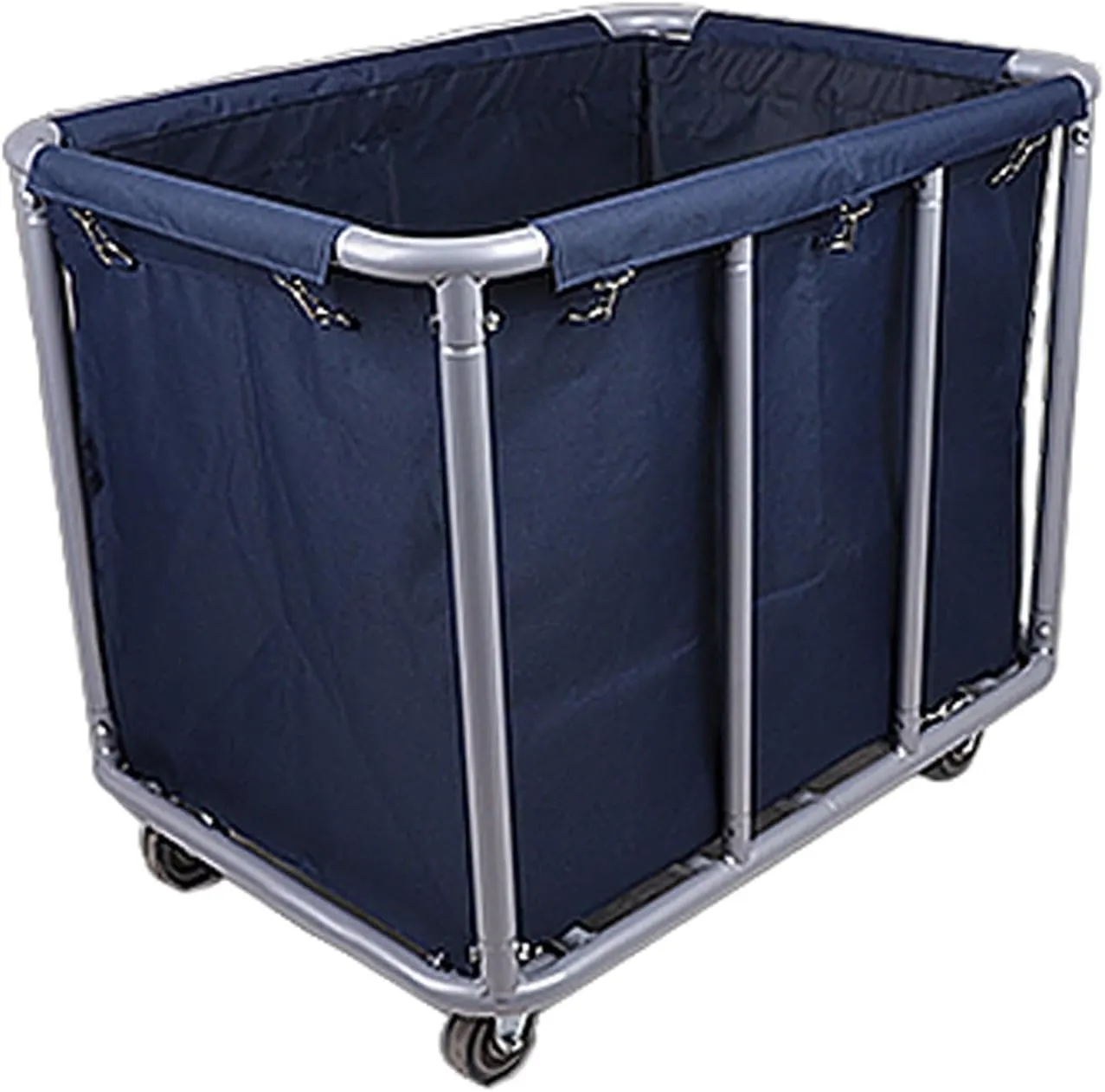 Cleaning Cart with Wheels Stainless Steel, Laundry Basket with Wheels Oxford Thick Cloth Bag, Large Capacity and 4-inch Silent Wheel for Hotel, Hostel, Laundry, Hospital(Blue)