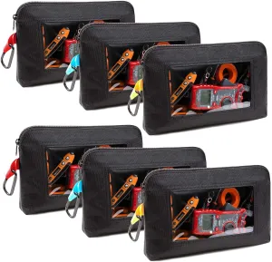 Clear Tool Pouch, Heavy Duty Small Tool Bag with Zipper, Canvas Tool Pouch Organizer Bags for Men for Workshop, Contractors, Electricians & DIY Enthusiasts, 6 Pack