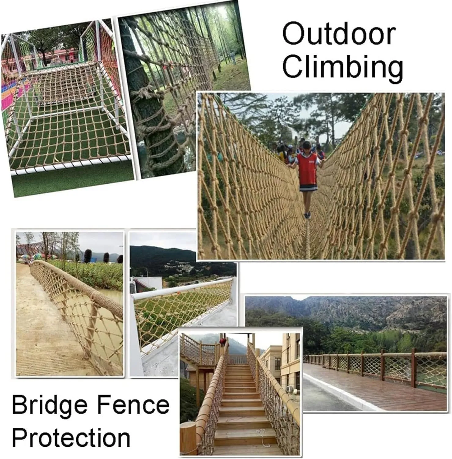 Climbing Frame Net - Heavy Duty Hemp Rope Net for Outdoor Treehouse, Playground, Cargo, Truck Trailer, Safety Climbing Net for Kids,Nylon Swing Net(16x20FT/5x6(M))