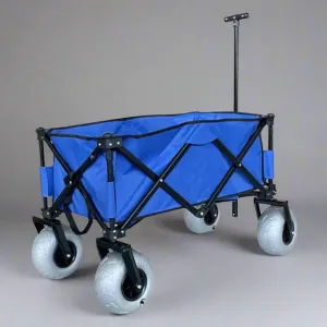 Collapsible Beach Utility Wagon – Heavy-Duty Folding Cart with Cover Bag (Blue)
