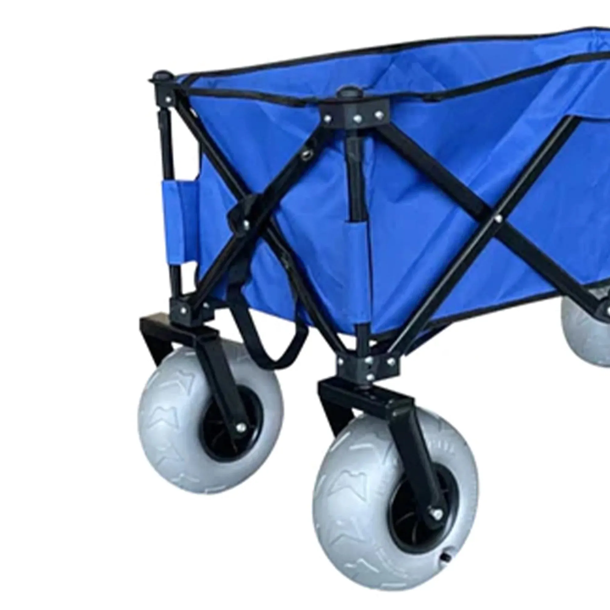 Collapsible Beach Utility Wagon – Heavy-Duty Folding Cart with Cover Bag (Blue)
