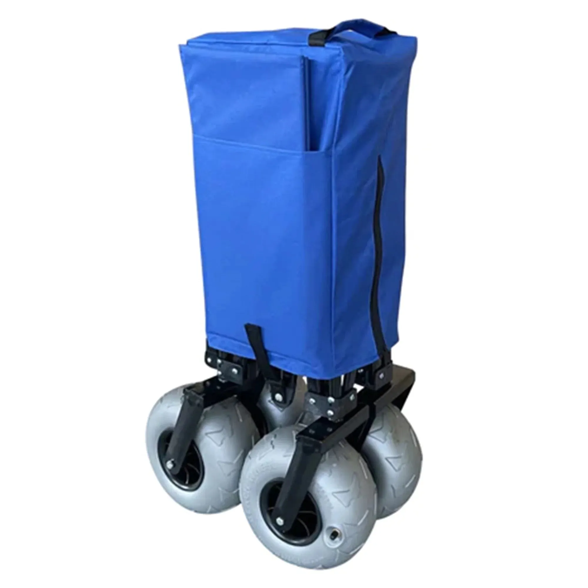 Collapsible Beach Utility Wagon – Heavy-Duty Folding Cart with Cover Bag (Blue)