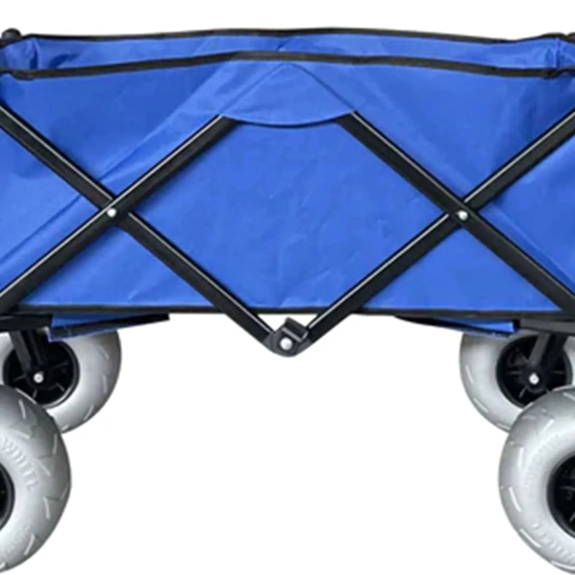 Collapsible Beach Utility Wagon – Heavy-Duty Folding Cart with Cover Bag (Blue)