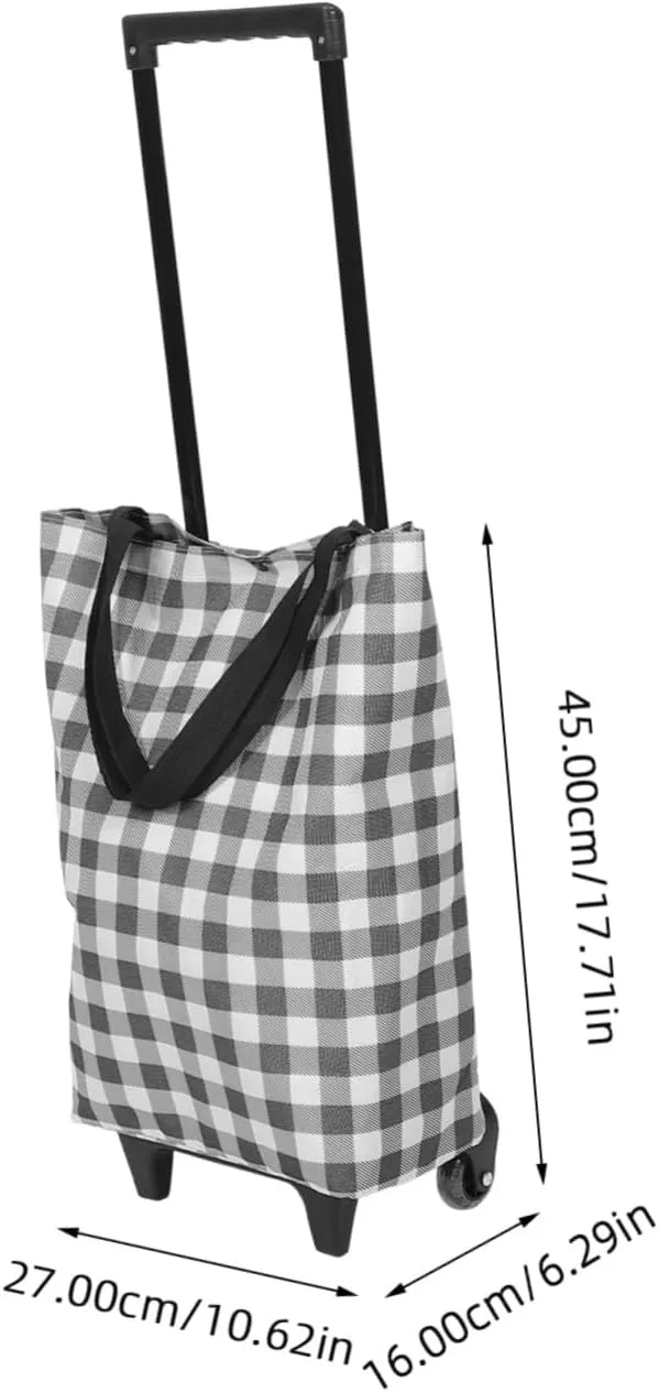 Collapsible Wagon Cart Grocery Cart Bag Rolling Trolley Bag Stylish Pattern for Shopping Household Tasks
