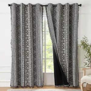 ColorBird Boho Blackout Curtains Thermal Insulated 84 Inch 2 Panels Set Western Southwest Linen Texture Black Out Curtain for Living Room Bedroom