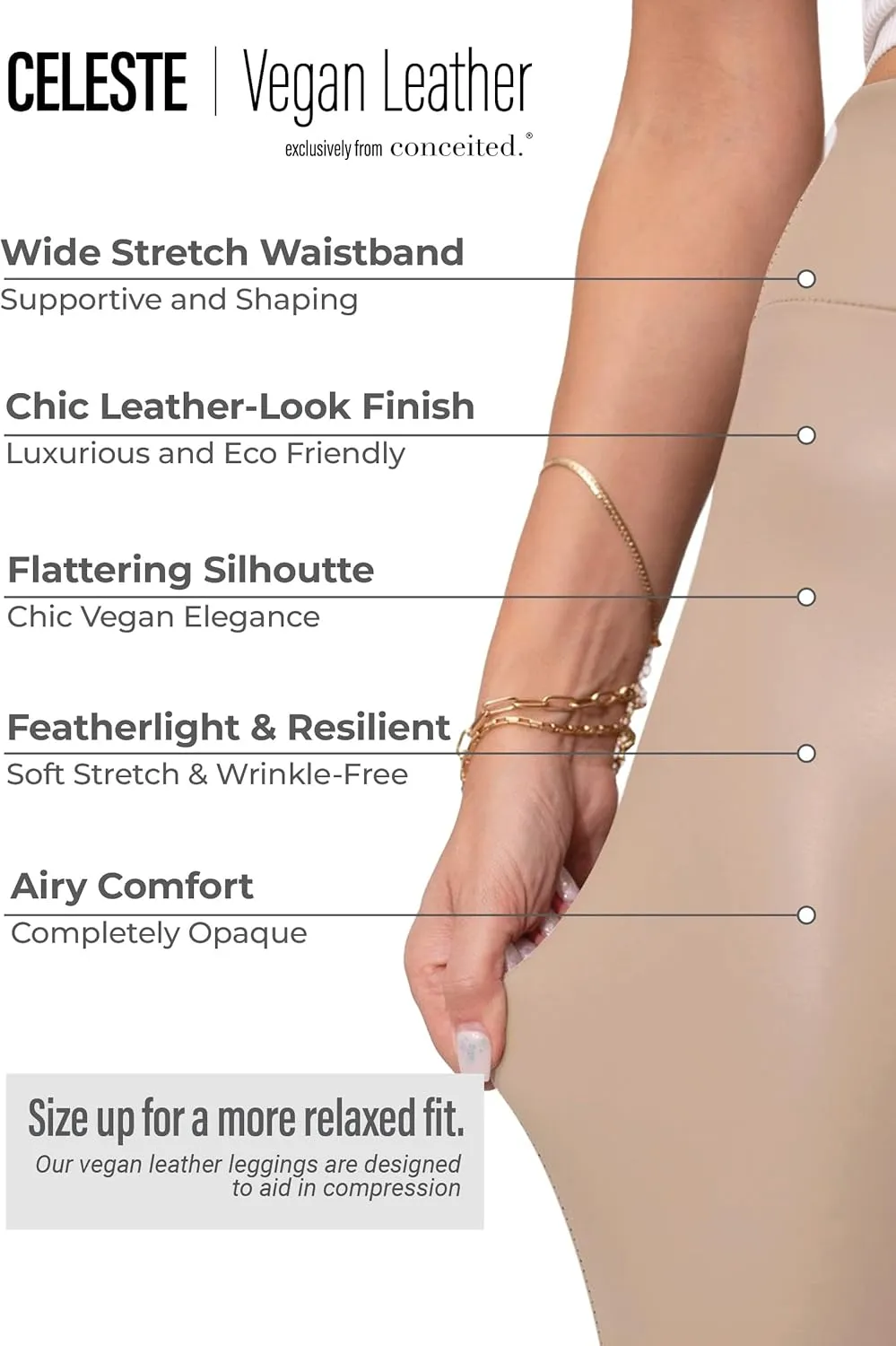 Conceited Leggings for Women in Luxe Velvet or Vegan Faux Leather - Available in Regular and Plus Size