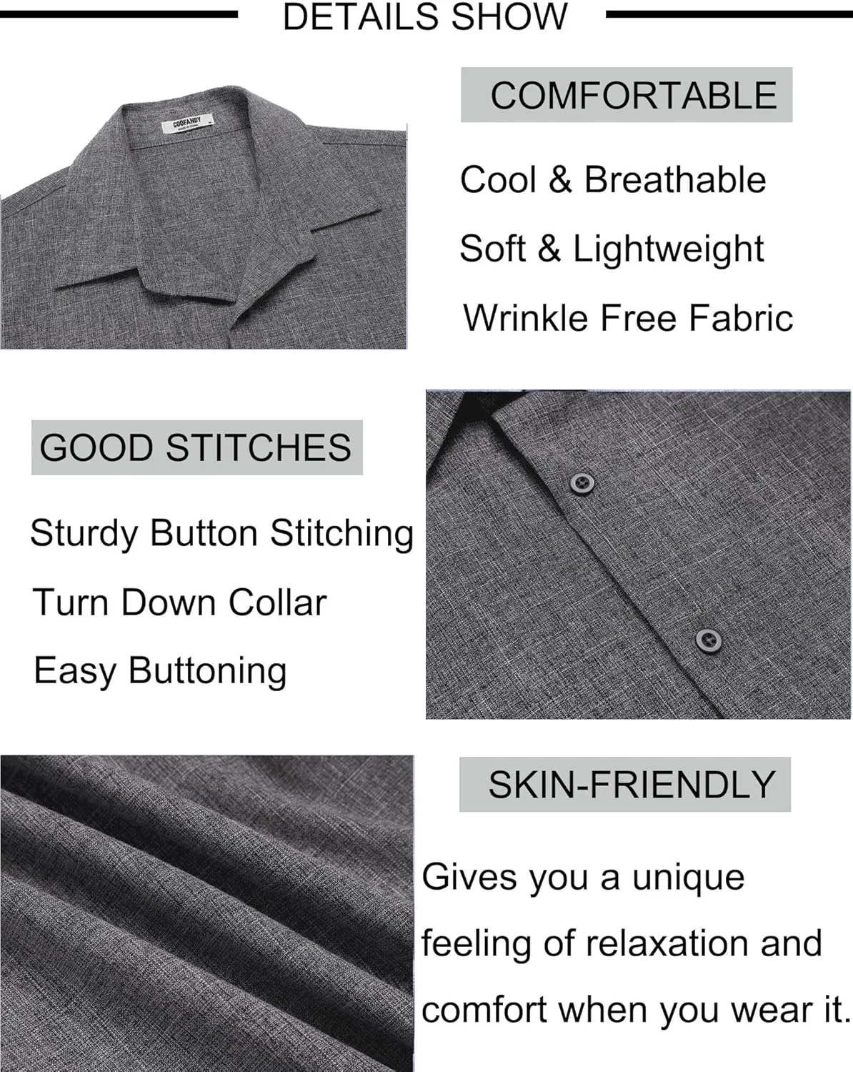 COOFANDY Mens Button Down Shirt Short Sleeve Casual Shirts Beach Summer Linen Shirts Wedding Vacation Shirt