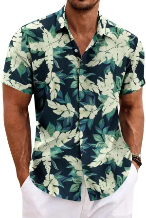 COOFANDY Men's Linen Shirts Short Sleeve Casual Shirts Button Down Shirt for Men Beach Summer Wedding Shirt
