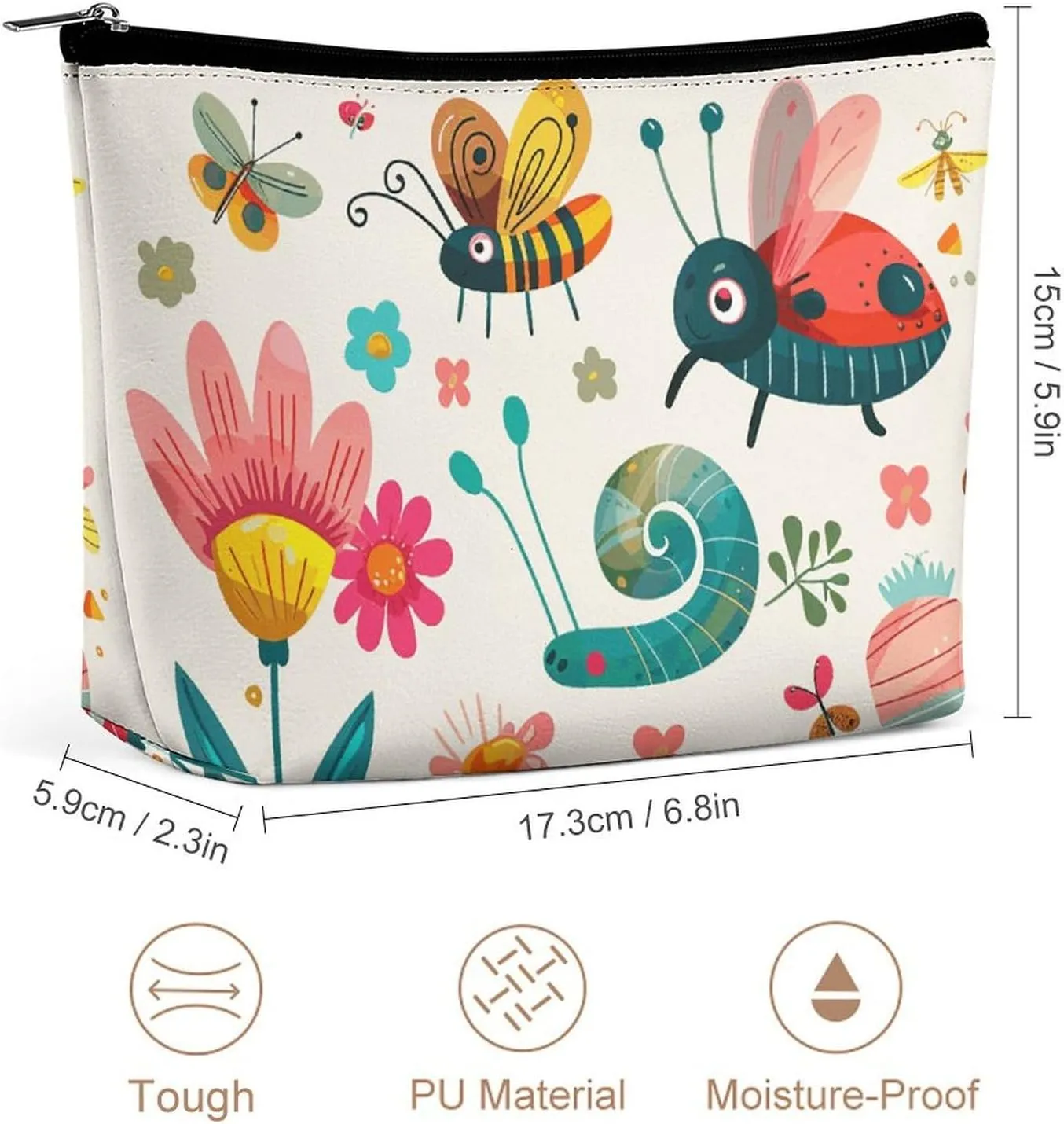 Cosmetic Bag Makeup Bags for Women Portable Makeup Bag Cartoon Small Insect Makeup Case Travel Toiletry Bag for Travel Accessories