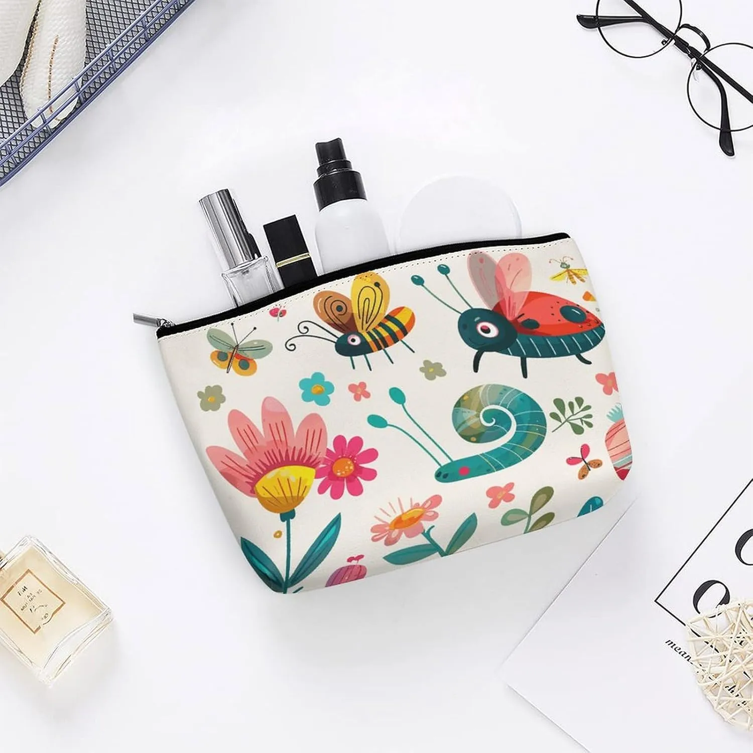 Cosmetic Bag Makeup Bags for Women Portable Makeup Bag Cartoon Small Insect Makeup Case Travel Toiletry Bag for Travel Accessories