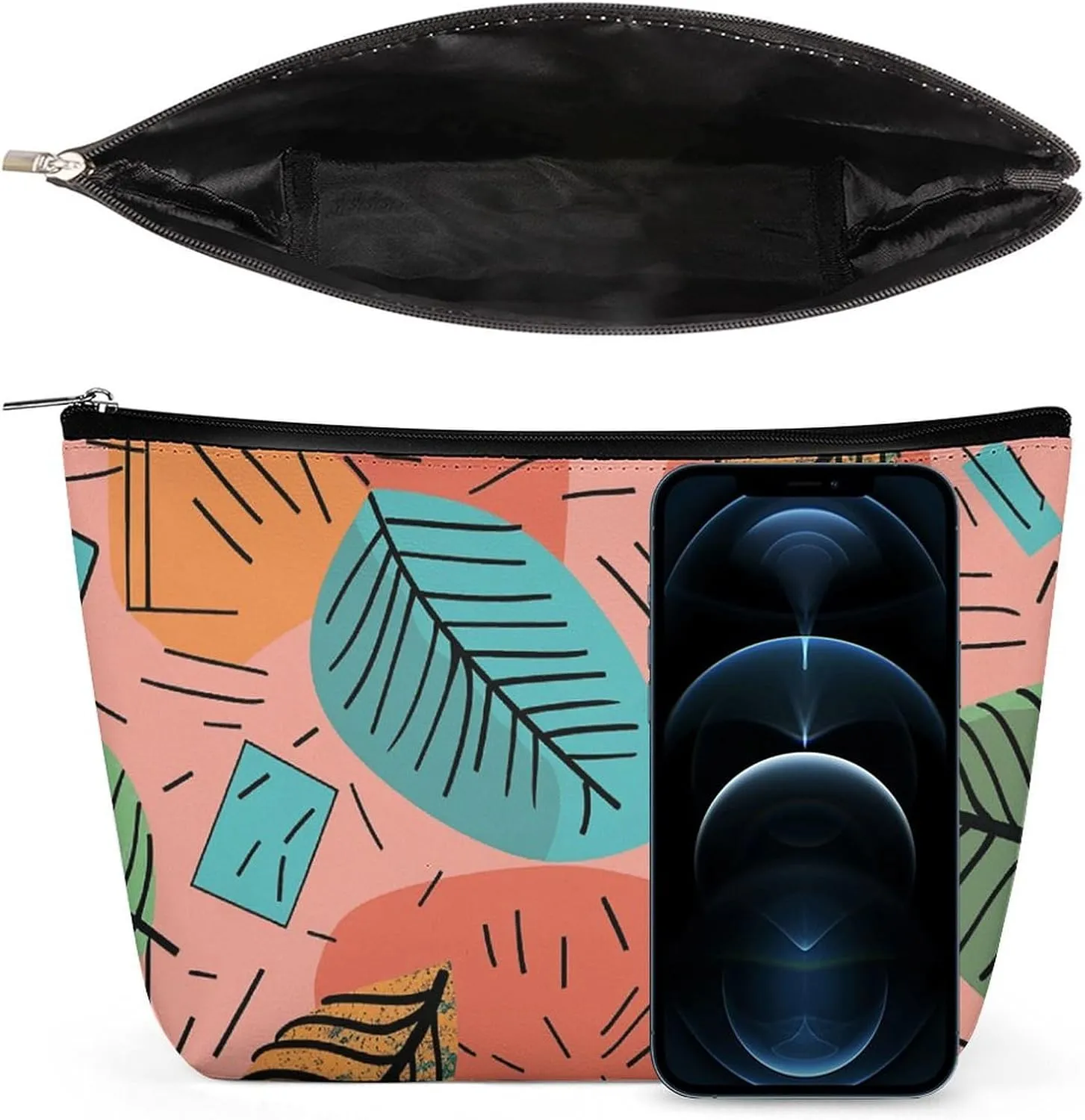 Cosmetic Bag Makeup Bags for Women Portable Makeup Bag Cartoon Style Leaves Makeup Case Travel Toiletry Bag for Travel Accessories