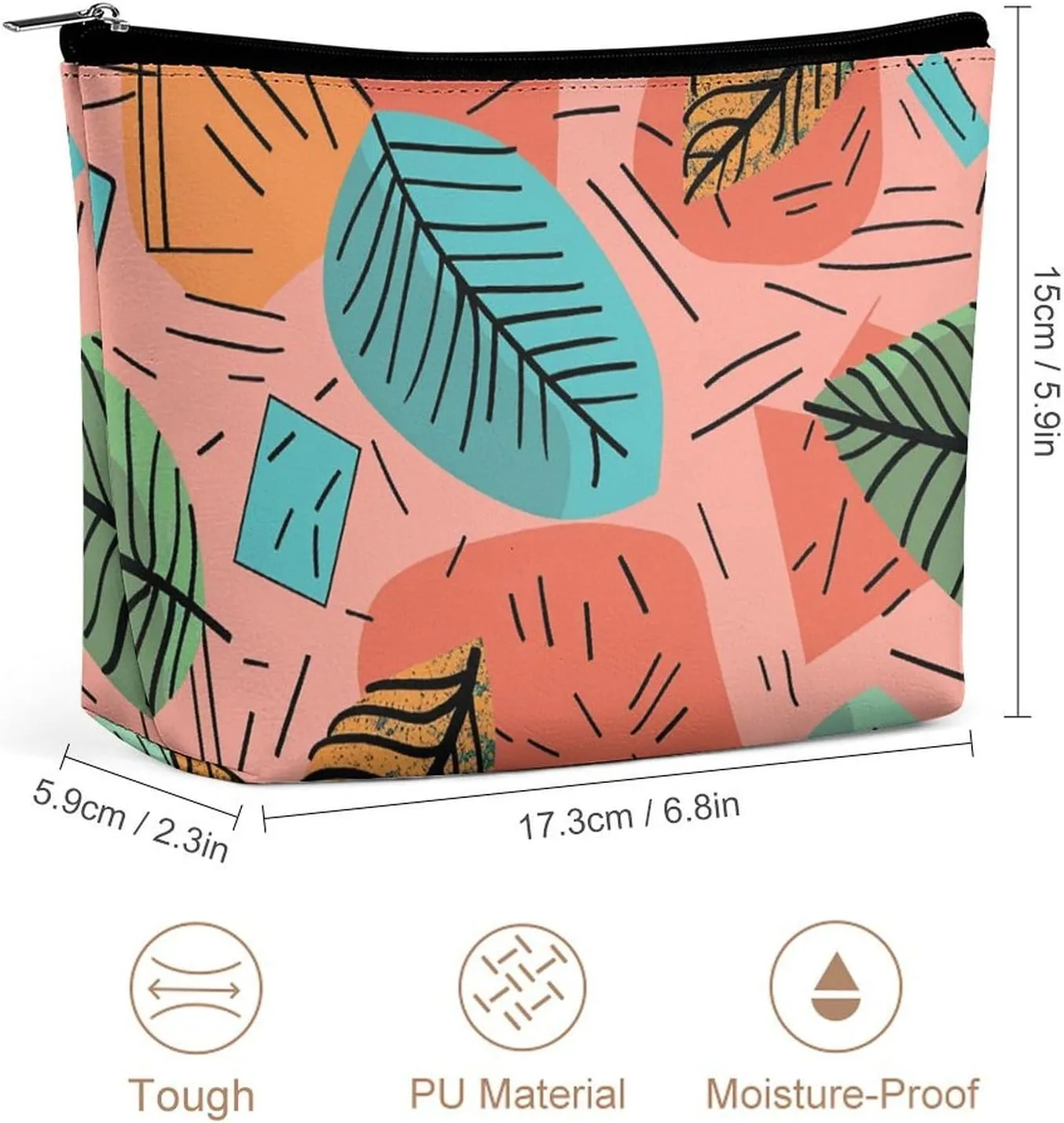 Cosmetic Bag Makeup Bags for Women Portable Makeup Bag Cartoon Style Leaves Makeup Case Travel Toiletry Bag for Travel Accessories