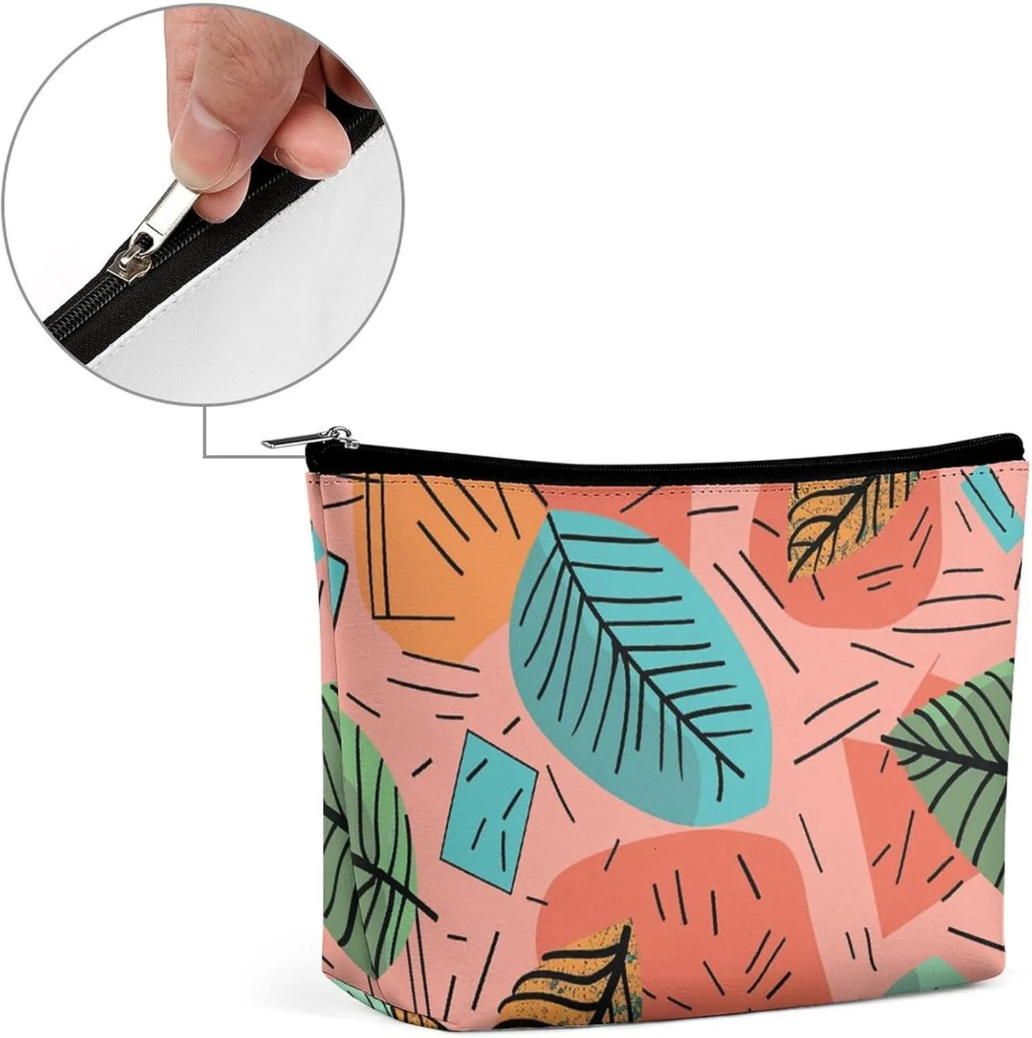 Cosmetic Bag Makeup Bags for Women Portable Makeup Bag Cartoon Style Leaves Makeup Case Travel Toiletry Bag for Travel Accessories