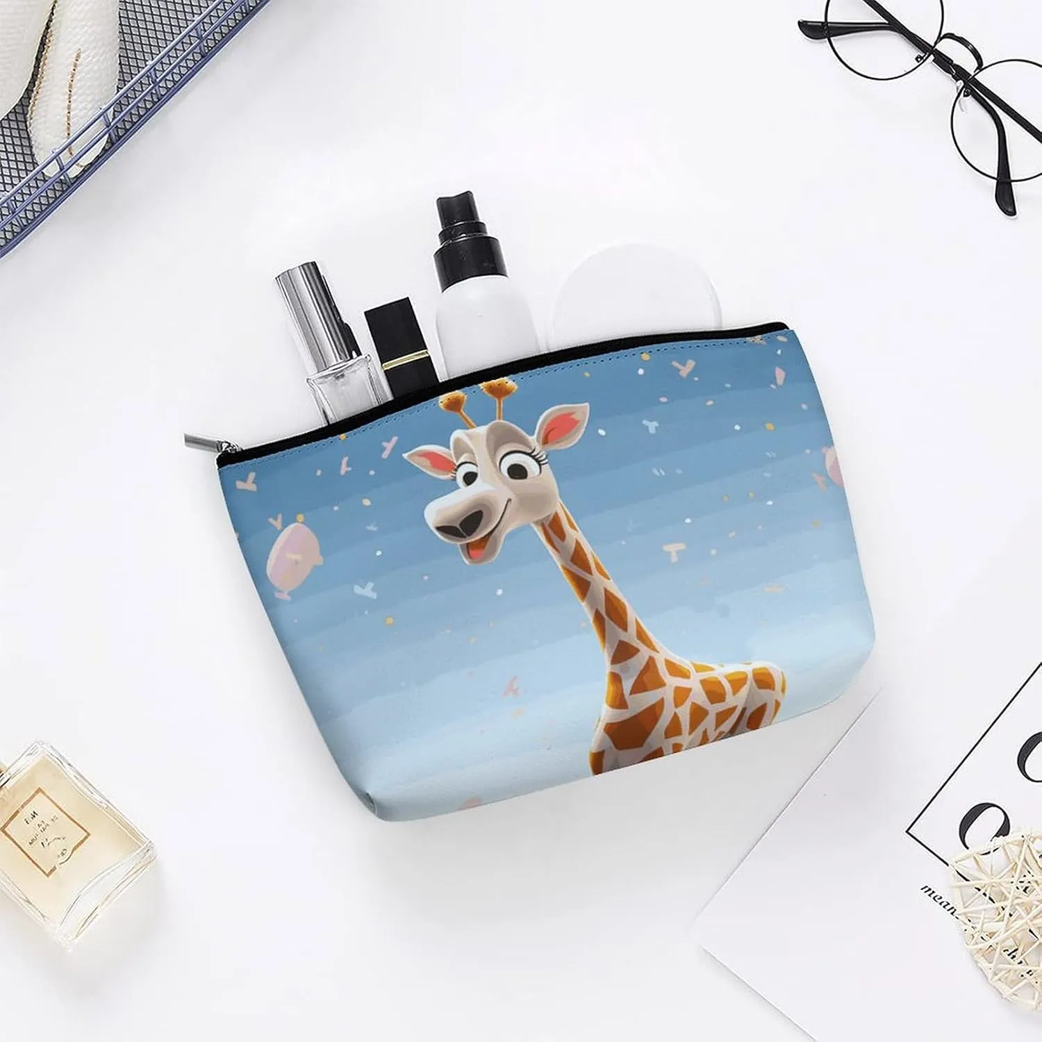 Cosmetic Bag Makeup Bags for Women Portable Makeup Bag Cartoons Giraffe Makeup Case Travel Toiletry Bag for Travel Accessories