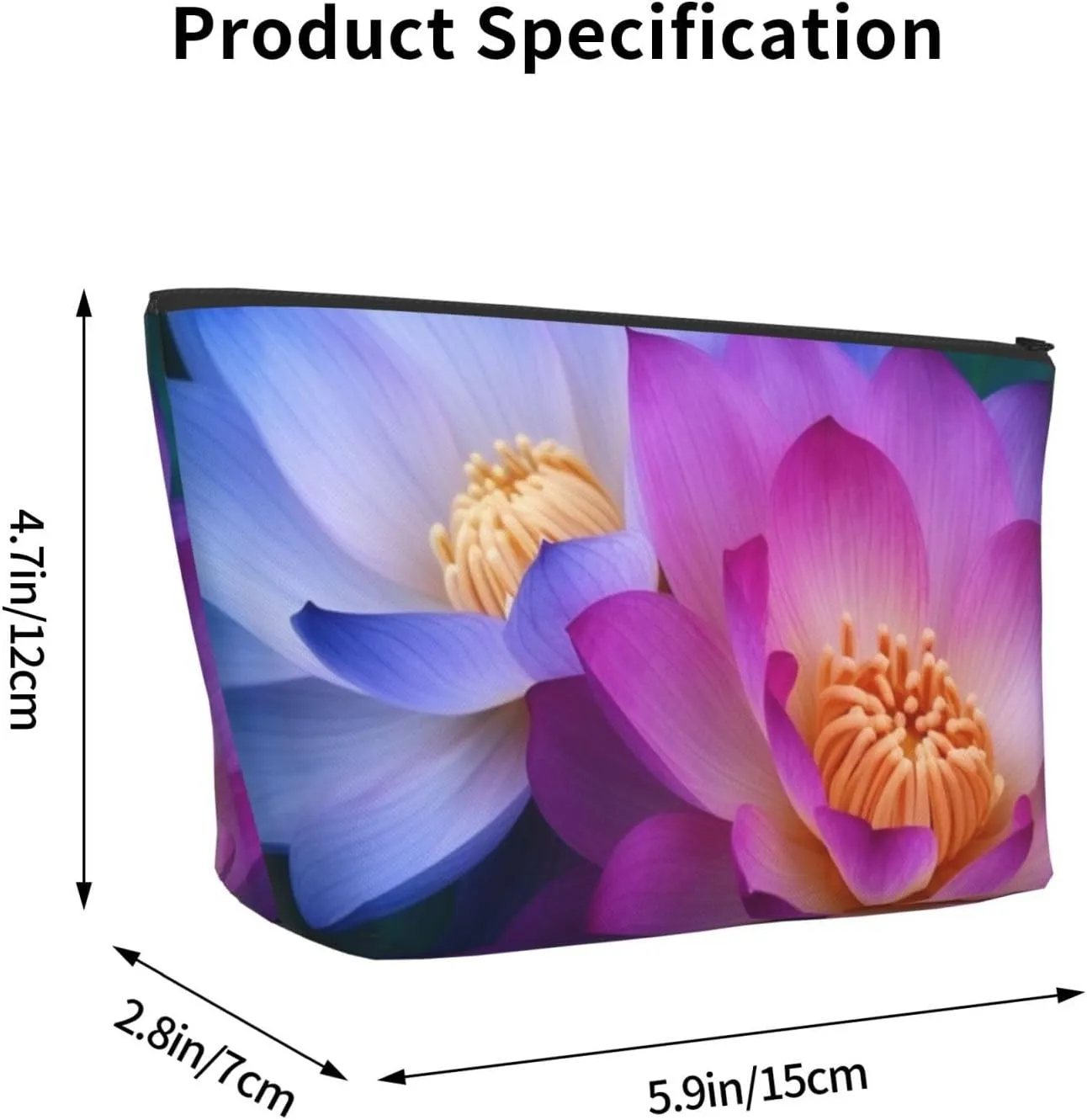 Cosmetic Bag Portable Makeup Bag Lotus Flower Toiletry Bag Large Capacity Zipper Pouch Waterproof Toiletry Pouch Makeup Organizer Case for Women Men