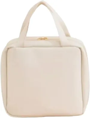 Cosmetic bag Travel cosmetic bag Travel toiletry bag Portable large capacity travel cosmetic bag Cosmetic bag with LED ring light three-speed light source (Eggshell White/Full Screen Mirror)