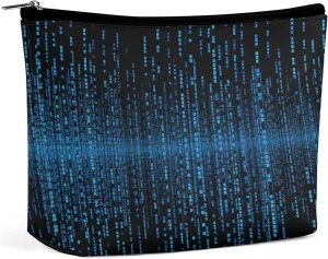 Cosmetic Bag,The Blue Binary Matrix Printed Cosmetic Bag,wallet Cosmetic Bag,cute Cosmetic Bag,hand Held Cosmetic Bag