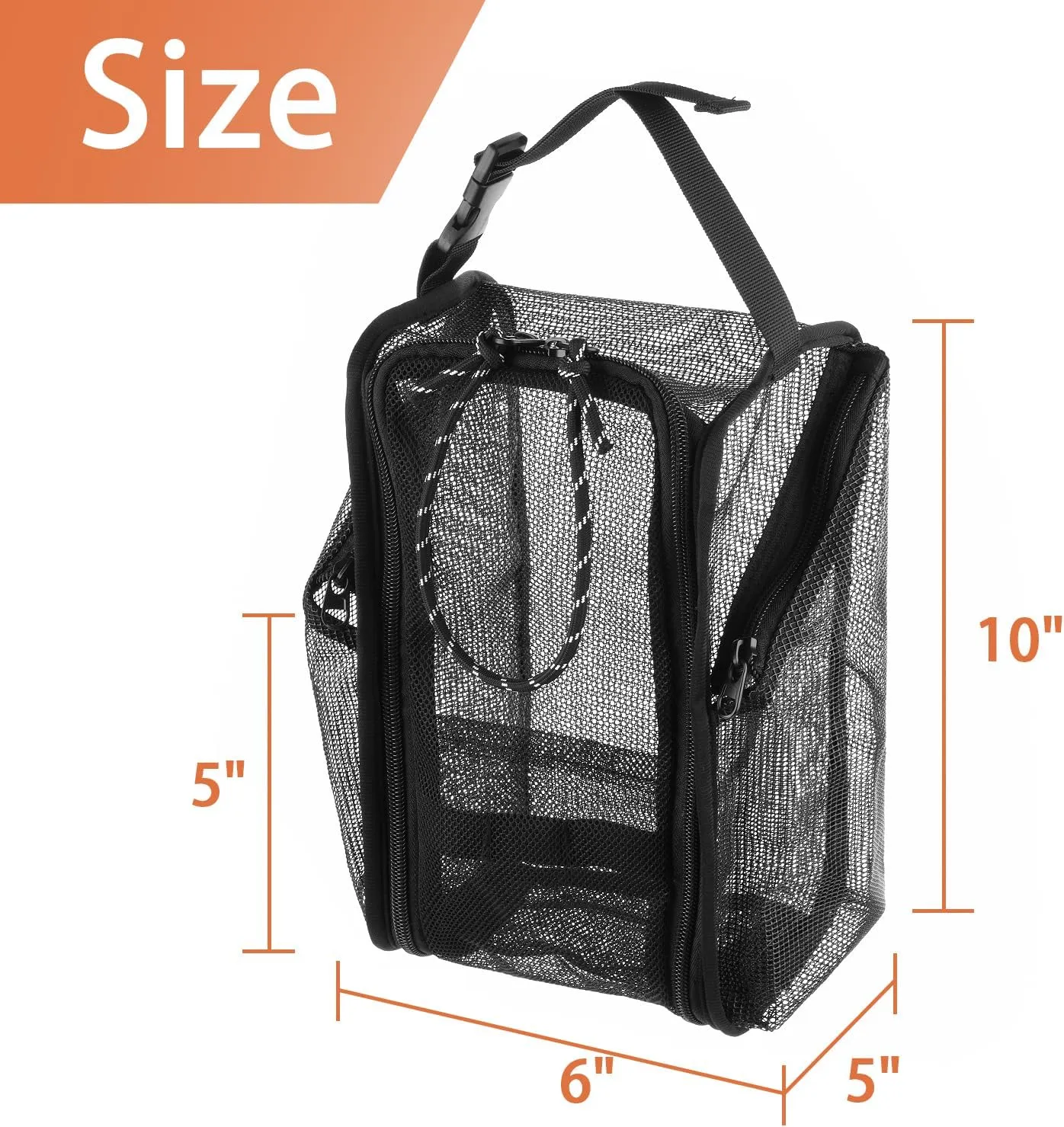 Cosmos Mesh Shower Caddy Toiletry Organizer Hanging Shower Tote Bag, Quick Dry Shower Organizer Portable Bath Bag with Durable Zippers & Side Pockets for Travel, Gym, Swimming, Beach and Camp