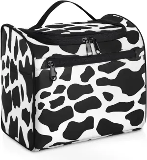 Cow Print Skin Travel Toiletry Bag for Women Large Capacity Wide-open Makeup Organizer Cosmetic Travel Bags for Toiletries