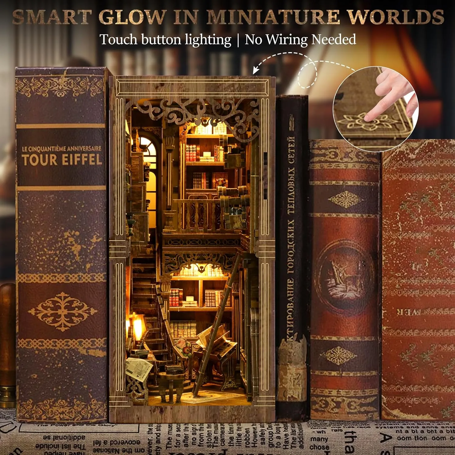 CRIOLPO Book Nook Kits for Adults - Book Nook Kit Bookshelf Decor DIY Miniature House Kit for Bookshelf - Craft Kits for Adults Booknook Model Kits Tiny House Arts and Crafts